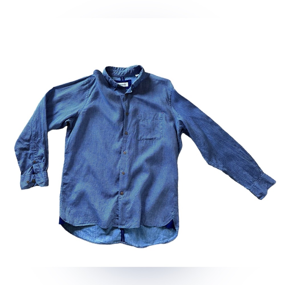 Men's Blue Patterned Dress Shirt